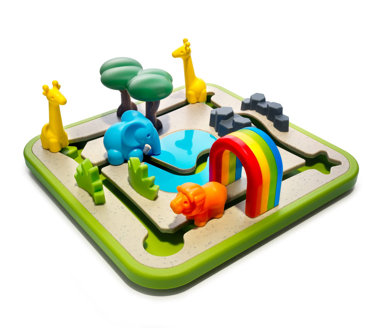dziecko przesuwa figurkę po tęczowej ścieżce w grze Candy Land