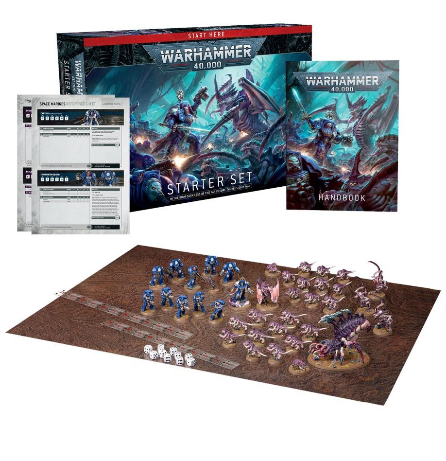 Rzut kośćmi na trafienia w Warhammer 40k dłoń rzuca kostkami ataku obok figurki Space Marine