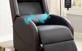 Nowoczesne krzesło gamingowe z funkcją masażu zapewnia komfort podczas długich sesji przy komputerze