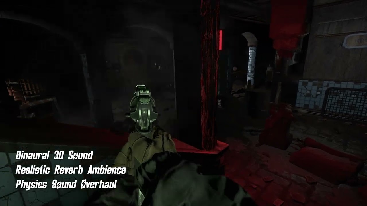 Zombie w Half-Life 2 spada z rusztowania z ragdoll fizyką i krwią na podłodze