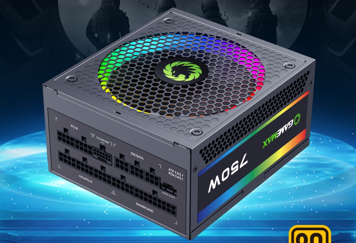 Test obciążeniowy zasilacza z podłączonym GPU i miernikami napięcia