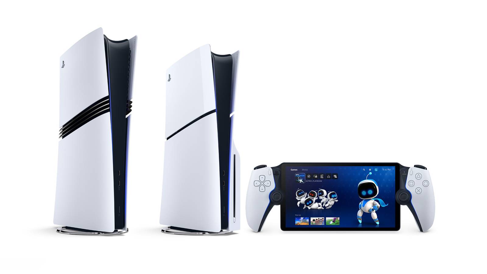 tył konsoli PS5 z portami USB, HDMI i Ethernetem na czarnym tle