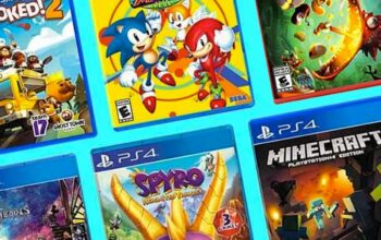 szczęśliwe dziecko grające na konsoli PS4 z kolorowym joystickiem w rękach